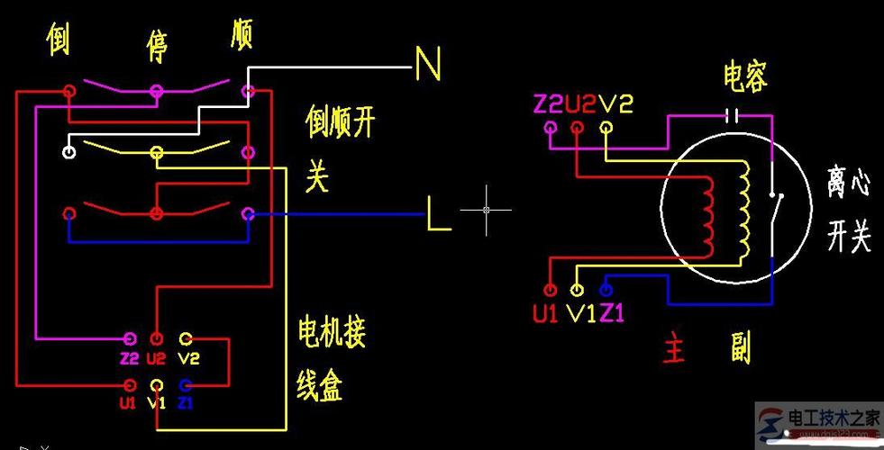單相電機正反轉(zhuǎn)接法和接線圖，單相電機正反轉(zhuǎn)接線 圖紙